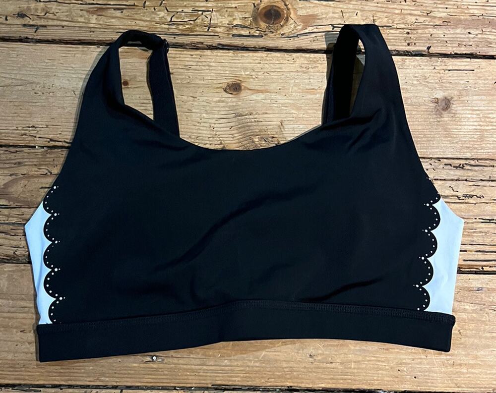 Mono B Womens Size L Black White Sports Bra NWOT